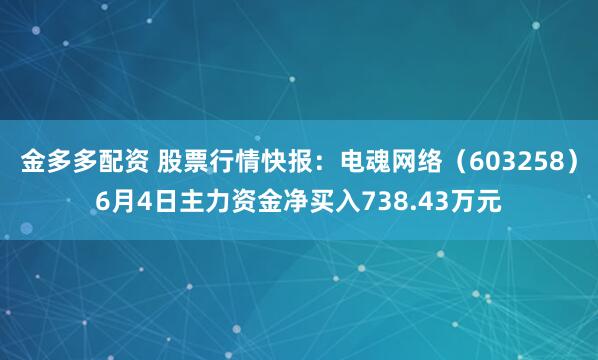 金多多配资 股票行情快报：电魂网络（603258）6月4日主力资金净买入738.43万元